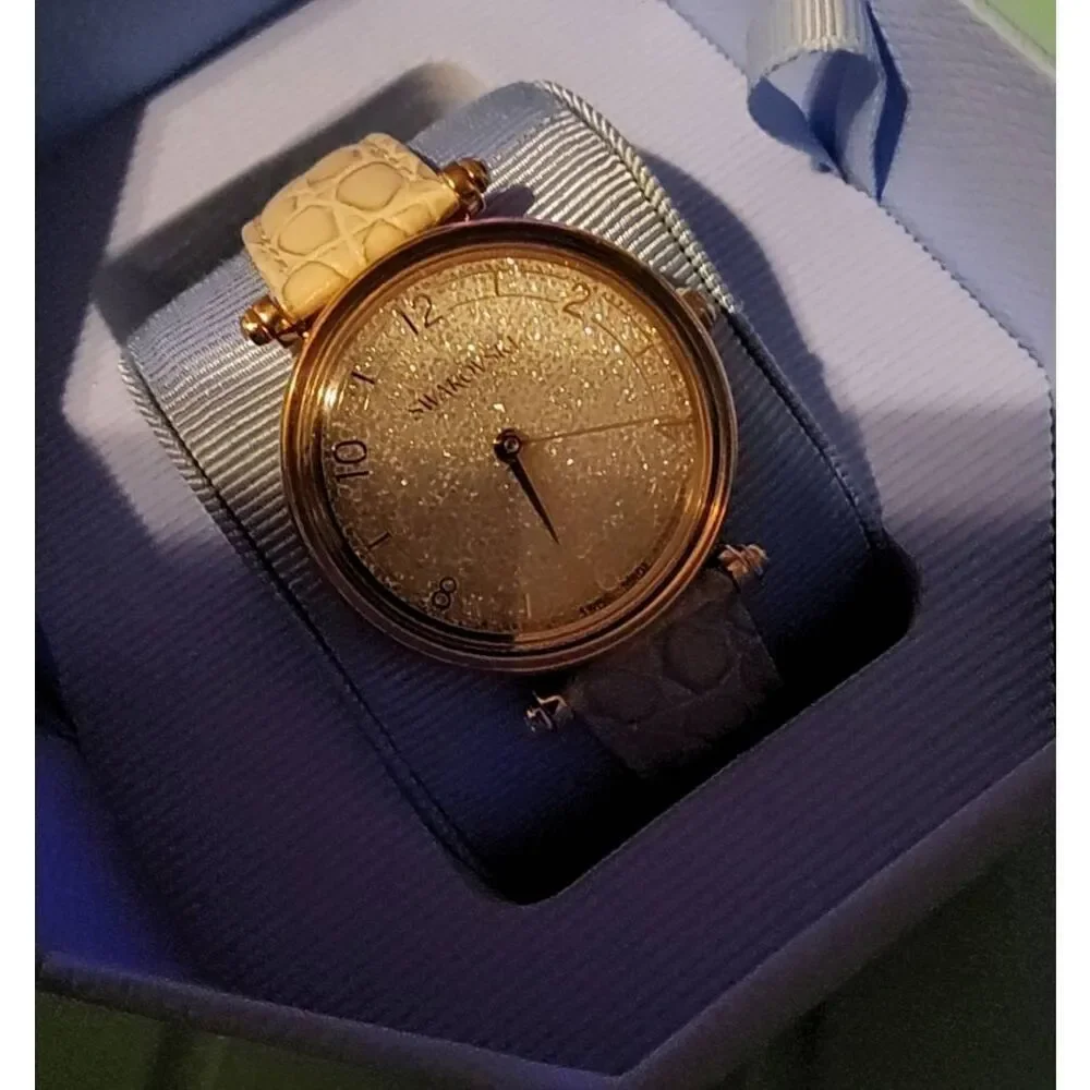 SWAROVSKI Women's Crystalline Wonder Watch~Swiss Made~Beige Strap/Rose Gold